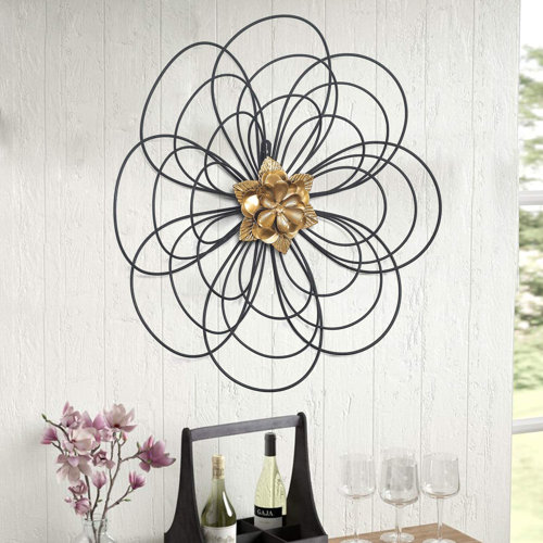 Ebern Designs Black Metal Flower Wall Décor Wayfair